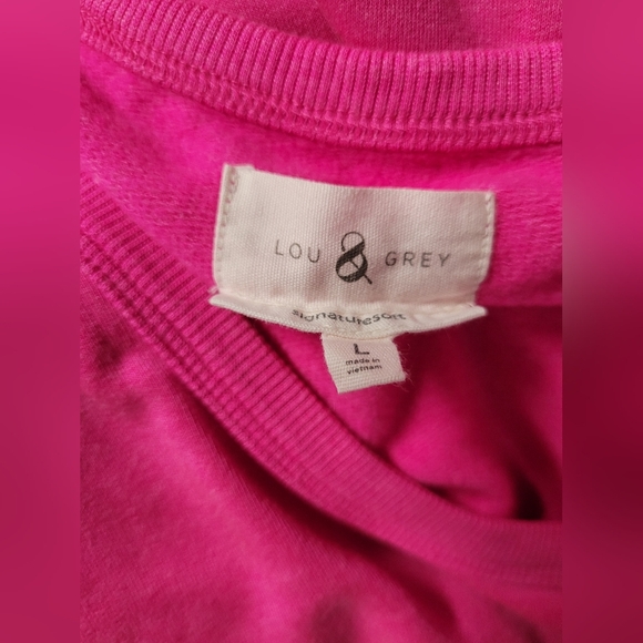 Lou & Grey Boxy Neon Pink Sweatshirt Sleeveless L - Picture 2 of 4